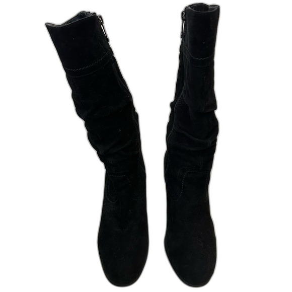 Blondo Black Valeska Slouchy Mid Calf Heeled Leather Boots Size 7.5 Classy - Picture 13 of 16